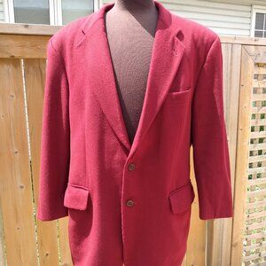 Vintage Cashmere Sport Coat Suit Jacket Blazer Strellson Burgundy Red 45" Chest